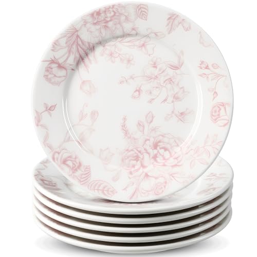 Assiettes en Céramique Florale Rose et Blanche - Lot de 6 | 15cm