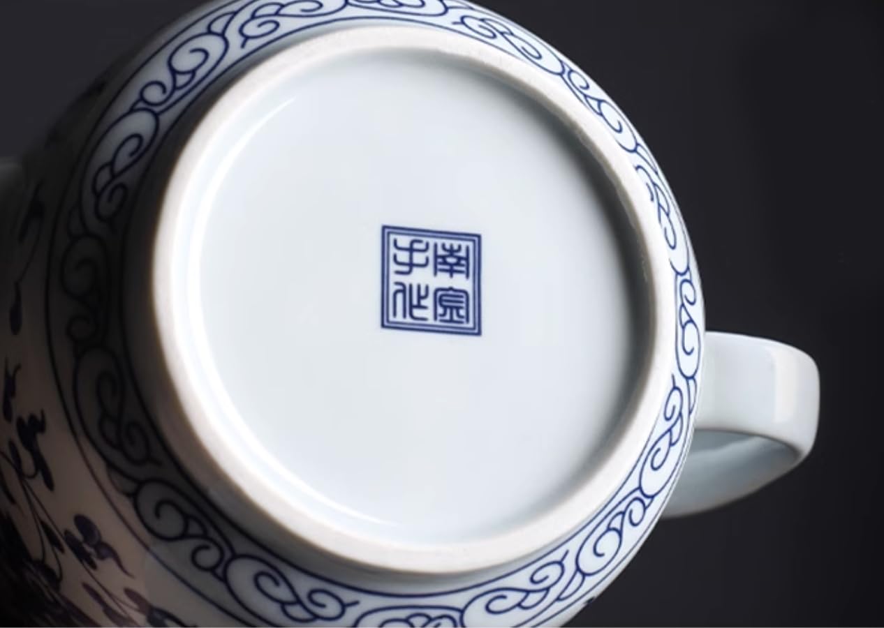 Théière en Porcelaine Bleue et Blanche - 28oz | Pour 3 à 4 Tasses