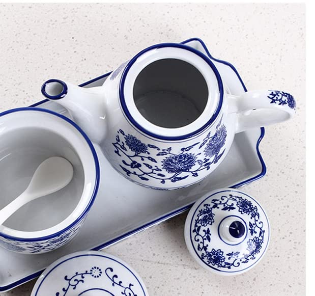 Théière en Porcelaine Bleue et Blanche - 500ml | Design Floral Rétro