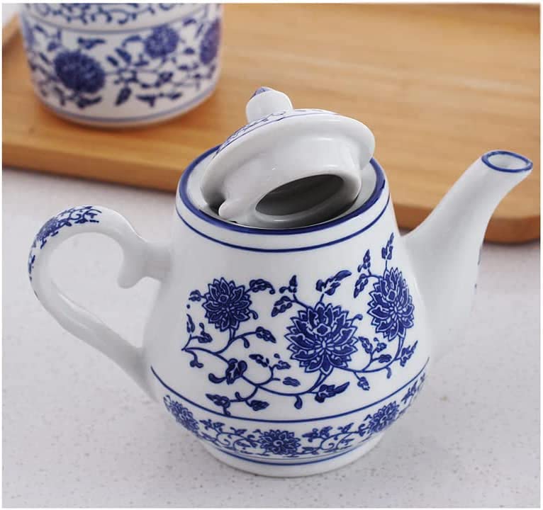 Théière en Porcelaine Bleue et Blanche - 500ml | Design Floral Rétro