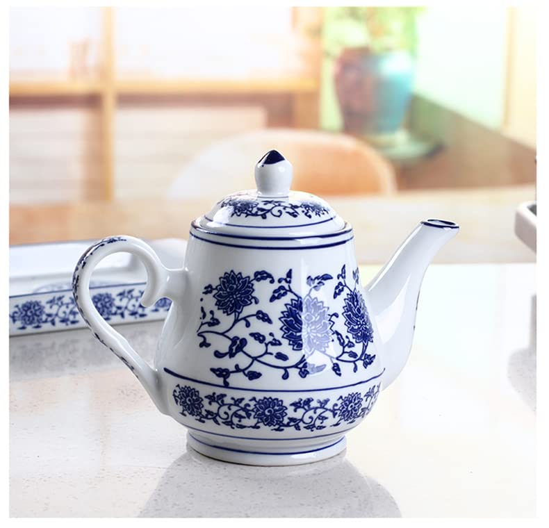 Théière en Porcelaine Bleue et Blanche - 500ml | Design Floral Rétro