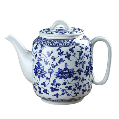 Théière en Porcelaine Bleue et Blanche - 28oz | Pour 3 à 4 Tasses