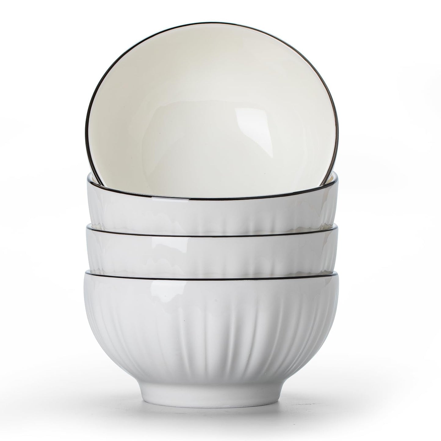 Bols en Céramique Blanc Classique - Lot de 4 | 700ml Multifonction