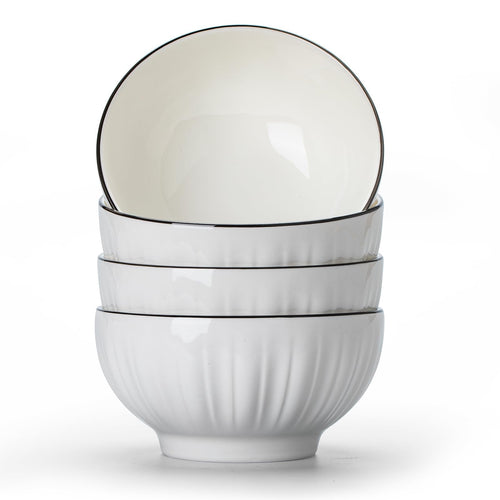 Bols en Céramique Blanc Classique - Lot de 4 | 700ml Multifonction