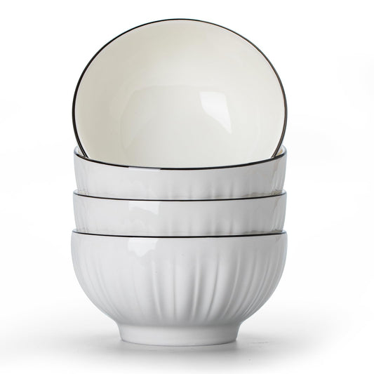Bols en Céramique Blanc Classique - Lot de 4 | 700ml Multifonction