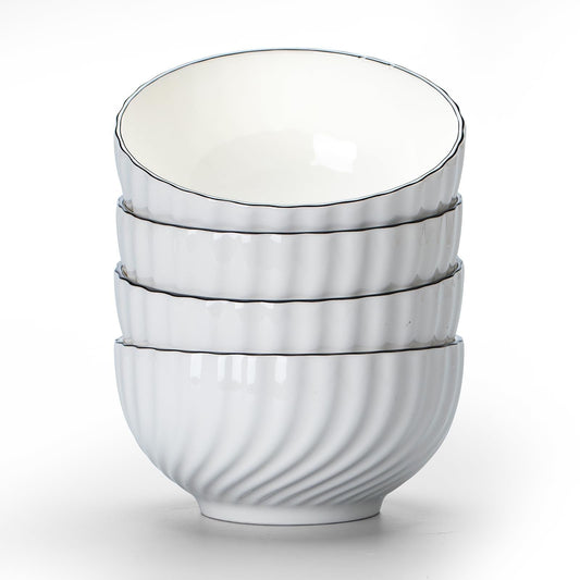 Bols de Service en Céramique Blanc Moderne - Lot de 4 | 700ml