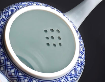 Théière en Porcelaine Bleue et Blanche - 28oz | Pour 3 à 4 Tasses