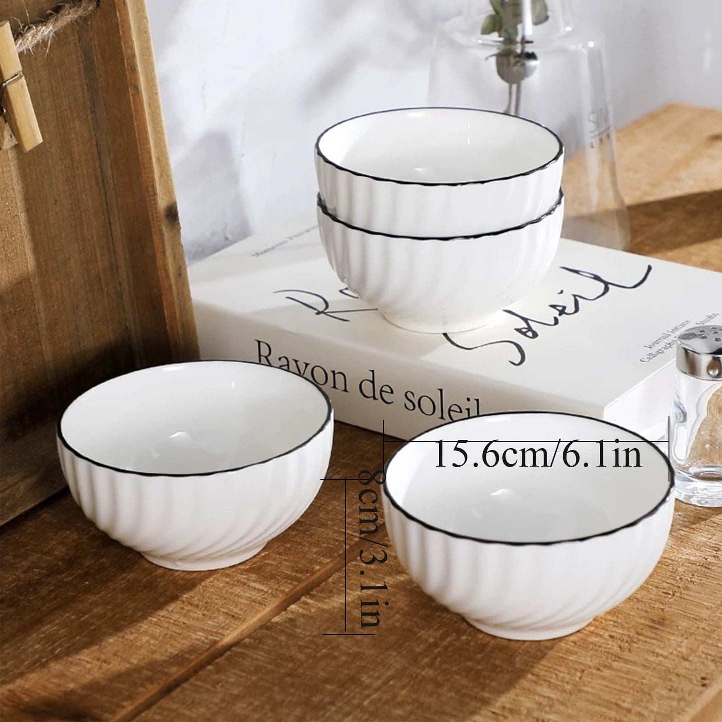 Bols de Service en Céramique Blanc Moderne - Lot de 4 | 700ml