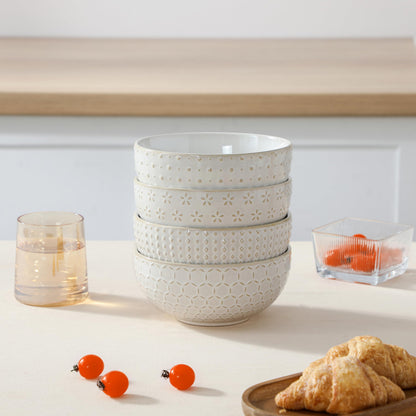 Grands Bols en Grès - Lot de 4 | 900ml Soupes, Ramen et Salades