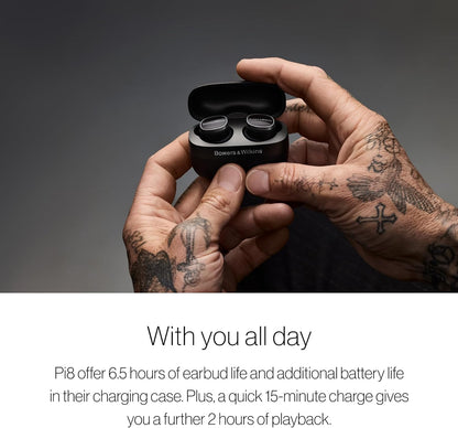 Bowers & Wilkins Pi8 True Wireless Earbuds, Noise Cancelling Earphones with 24-Bit Audio, aptX™ Lossless Bluetooth Ear buds, 6-Mic ANC, Smart Charging Case with Audio Retransmission - Jade Green
