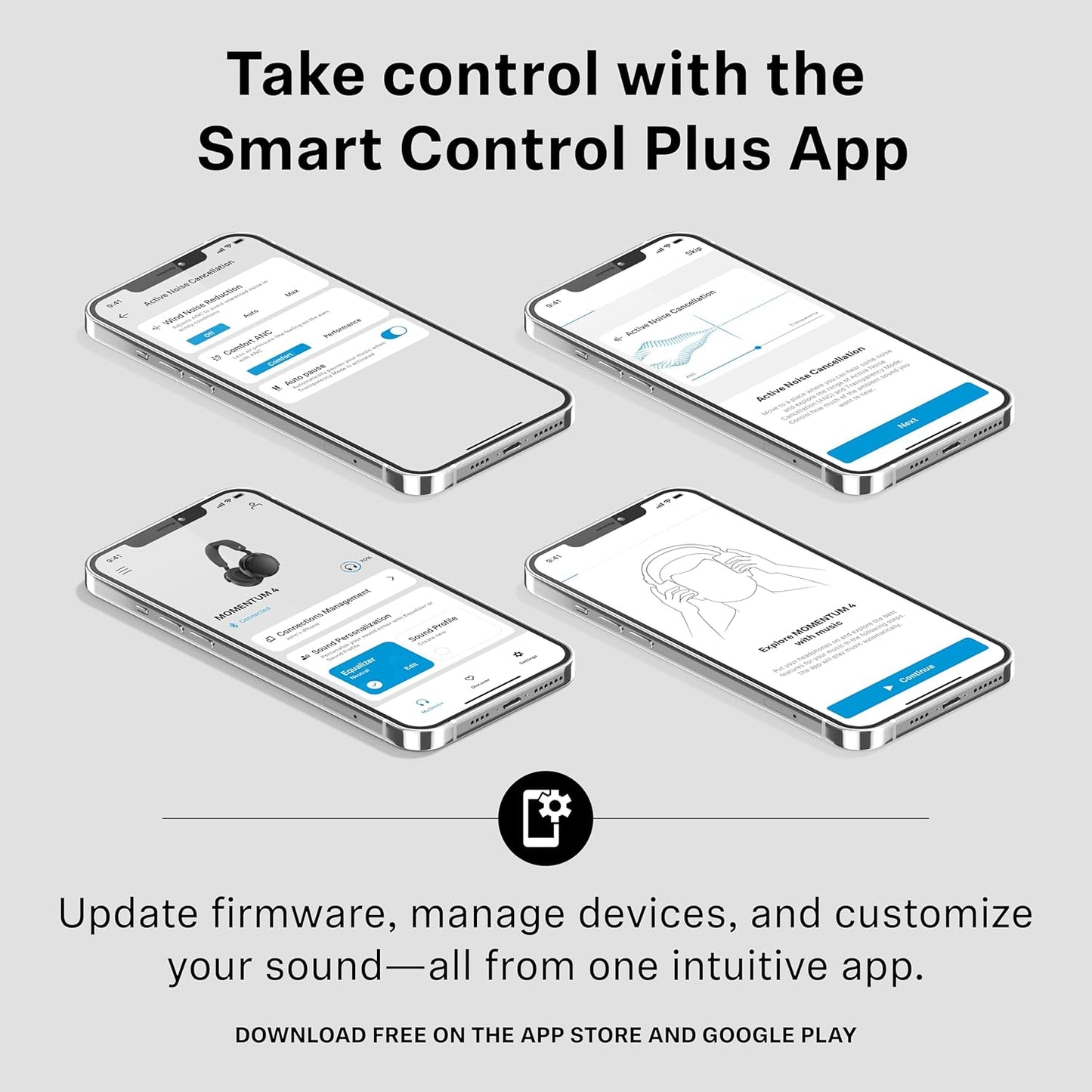Sennheiser MOMENTUM 4 Wireless Noise Cancelling Headphones - Bluetooth Headset for Crystal-Clear Calls with Adaptive Noise Cancellation, Over-Ear Headphones, Up To 60HR Playtime, Folding Design, White