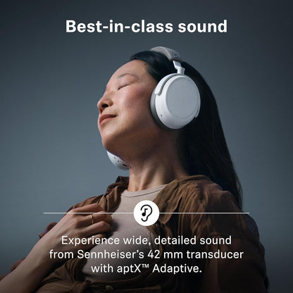 Sennheiser MOMENTUM 4 Wireless Noise Cancelling Headphones - Bluetooth Headset for Crystal-Clear Calls with Adaptive Noise Cancellation, Over-Ear Headphones, Up To 60HR Playtime, Folding Design, White
