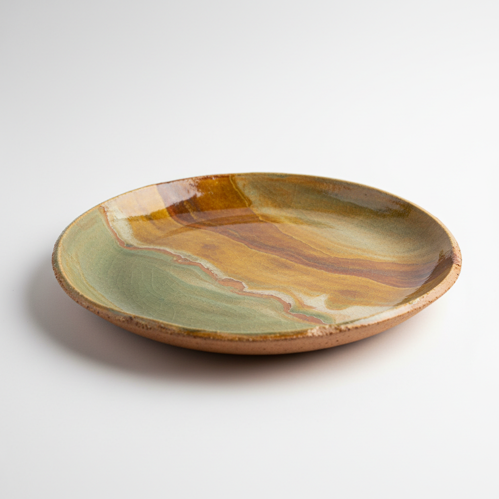 Assiette à Dîner en Céramique Artisanale - Tons Naturels Terreux 26,5cm
