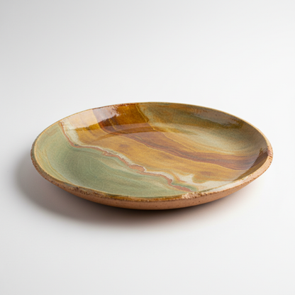 Assiette à Dîner en Céramique Artisanale - Tons Naturels Terreux 26,5cm