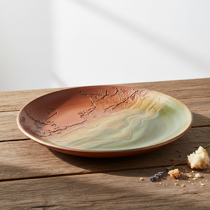 Assiette à Dîner en Céramique Artisanale - Tons Naturels Terreux 26,5cm